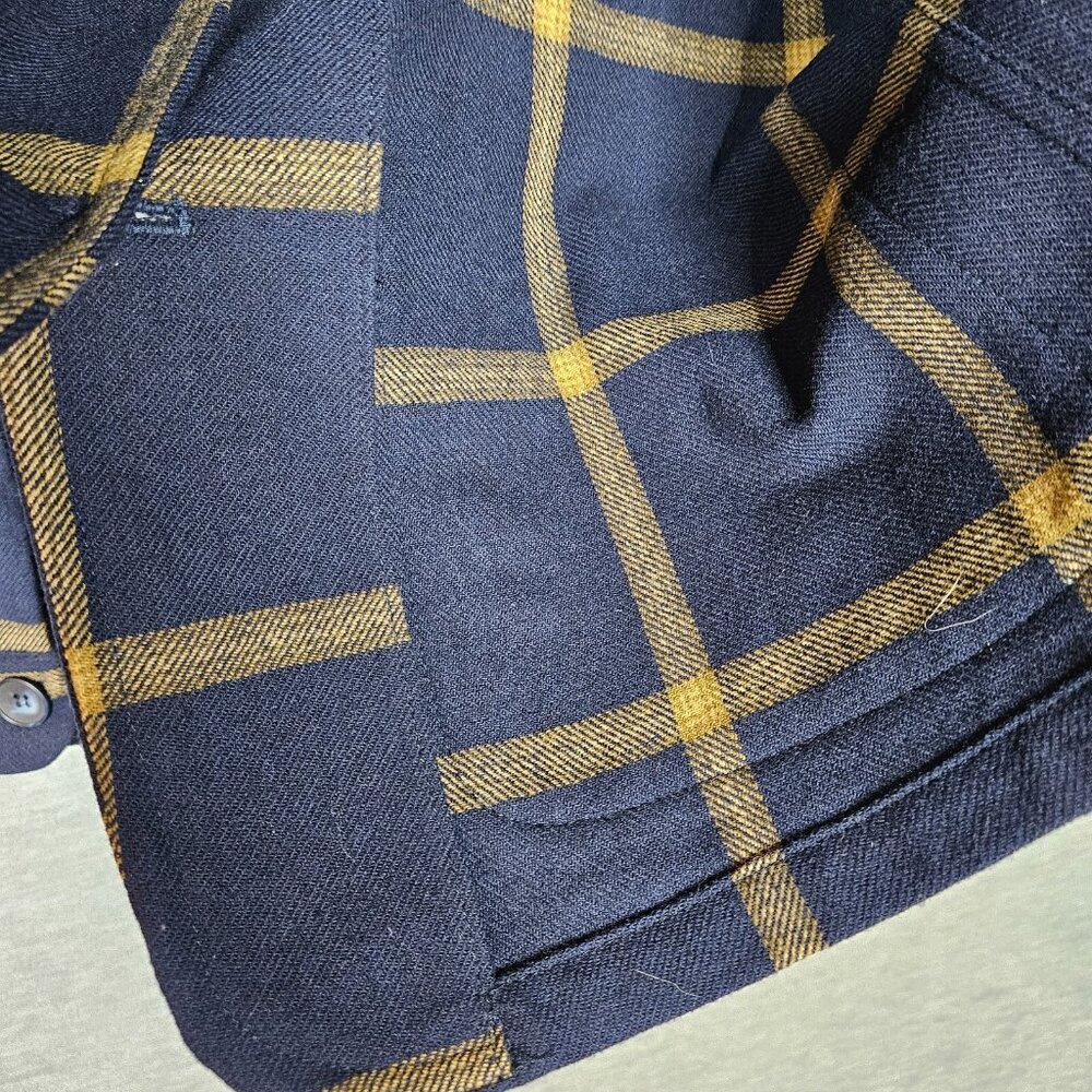 Pendleton Women's Navy Gold Windowpane Unlined light weigh Shirt Jacket Sz S - Picture 7 of 8